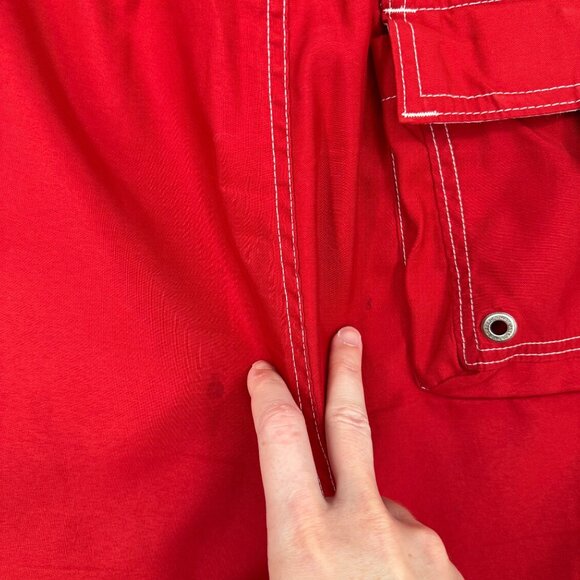 Abercrombie Fitch VTG Tugger Swim Trunks Shorts Size L Red White Baggy Cargo Y2K - Picture 8 of 14